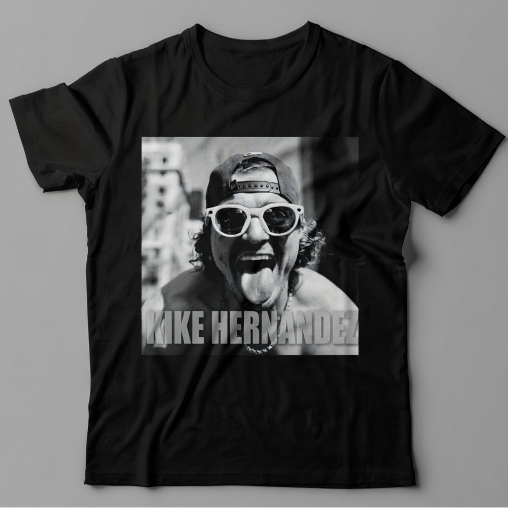 Black Graphic Tee with Kike Hernandez Front Photo Print
